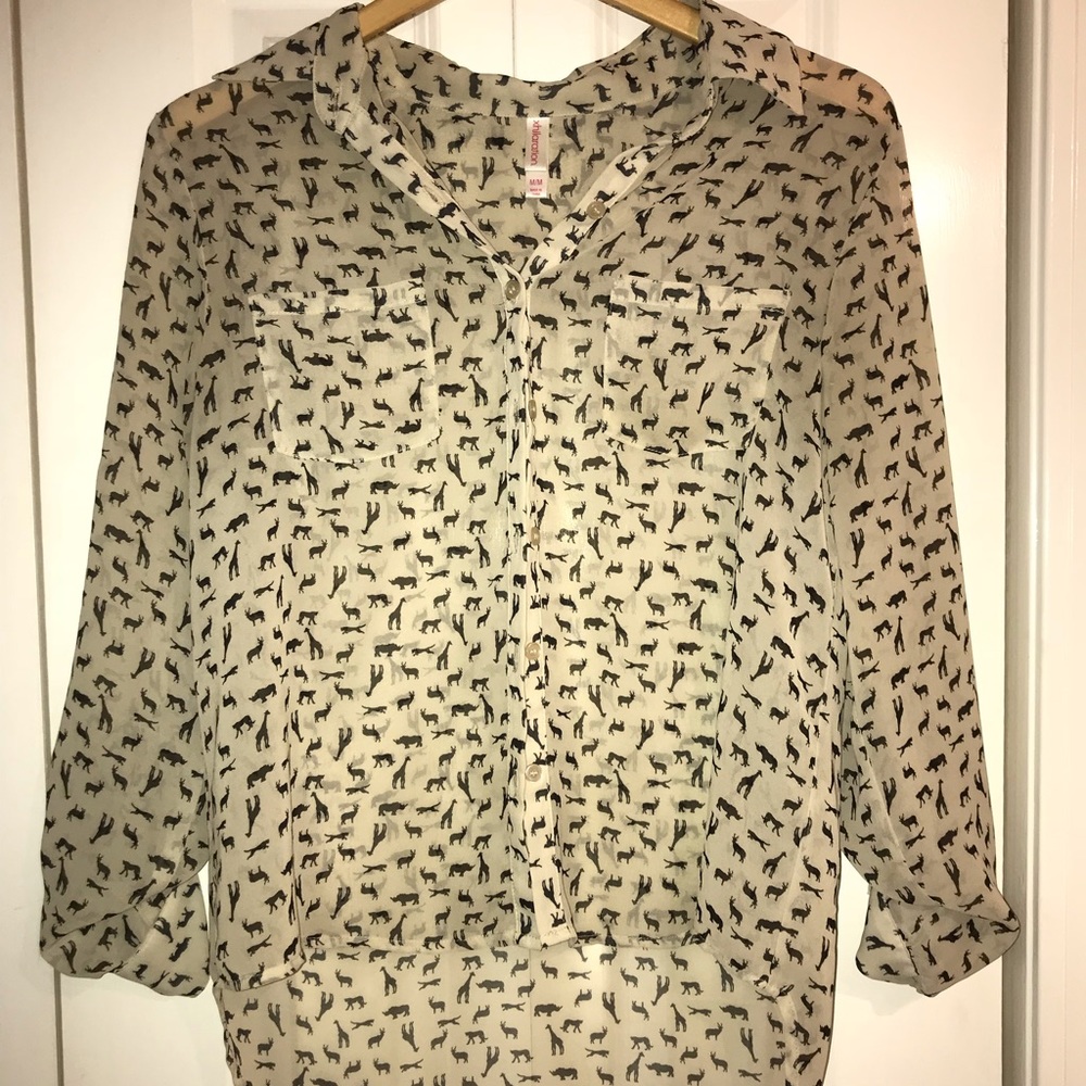 Xhilaration Sheer Animal Print Blouse